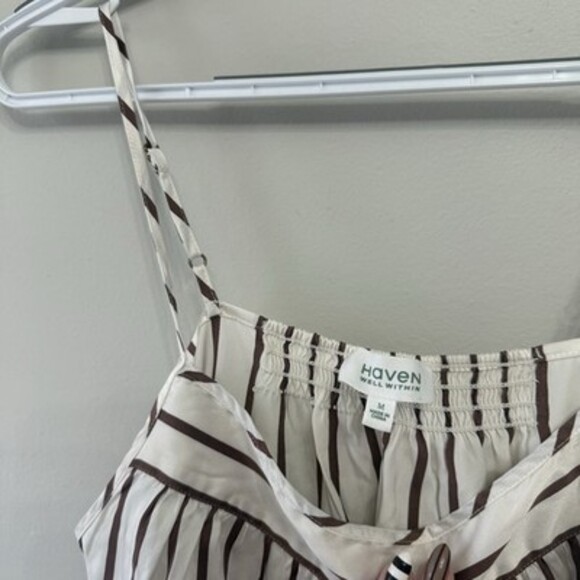 Haven Well Within Washable Silk Chemise Nightgown Lingerie Sz M Brown Stripes￼ - Picture 4 of 5